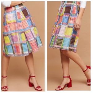 NWT Anthropologie Bl-nk Maia Handmade Pull On Midi Skirt Small Pink Rose $168